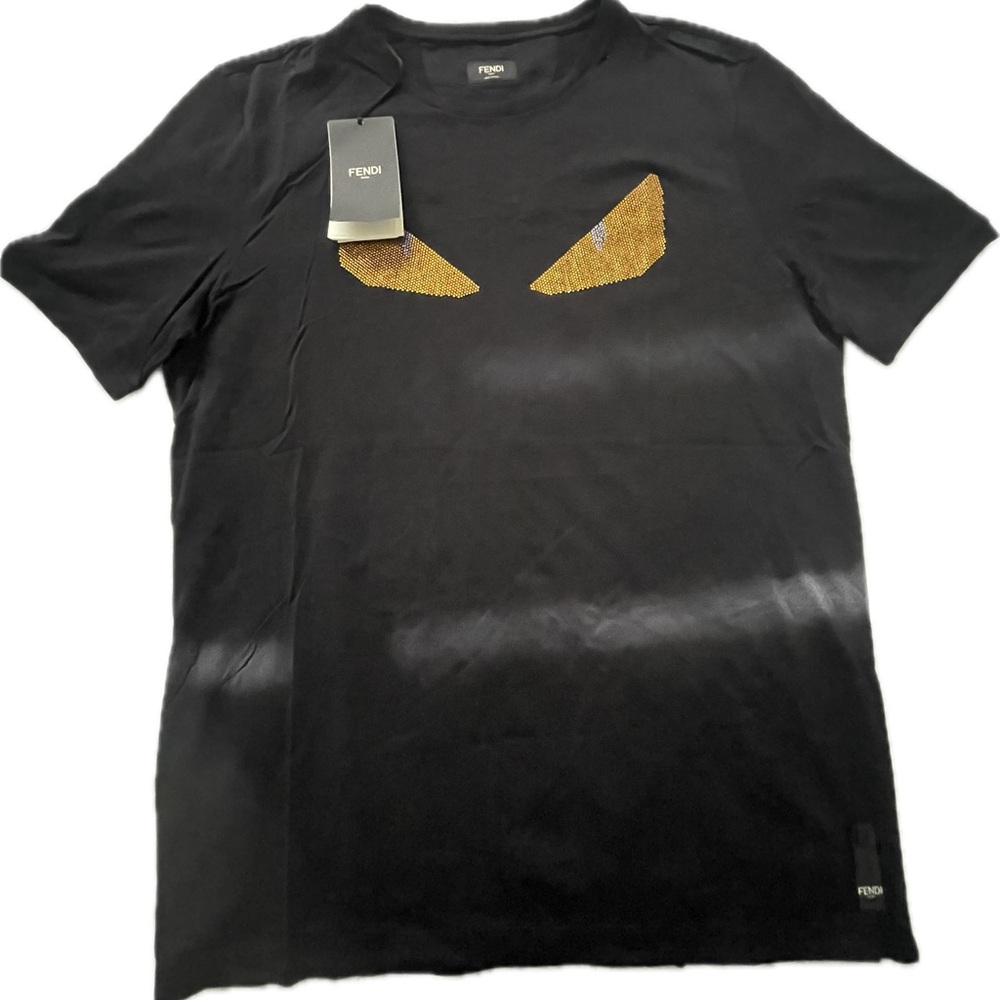 Fendi Black Tee with Gold Eye Design